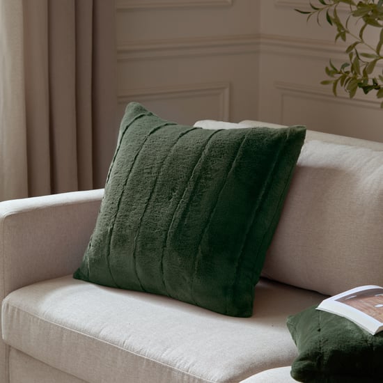 Paoletti Empress Faux Fur Cushion Cover, Pine - Image 1