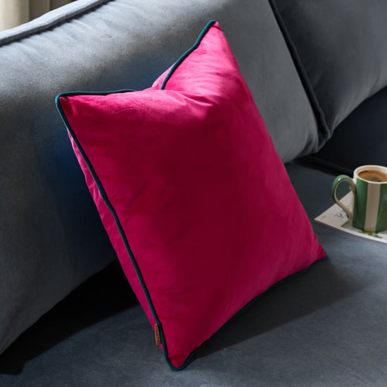 Furn Meridian Velvet Cushion Cover, Raspberry/Teal - Image 1