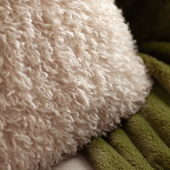 Furn Rowan Faux Fur Polyester Filled Cushion, Natural - Image 2