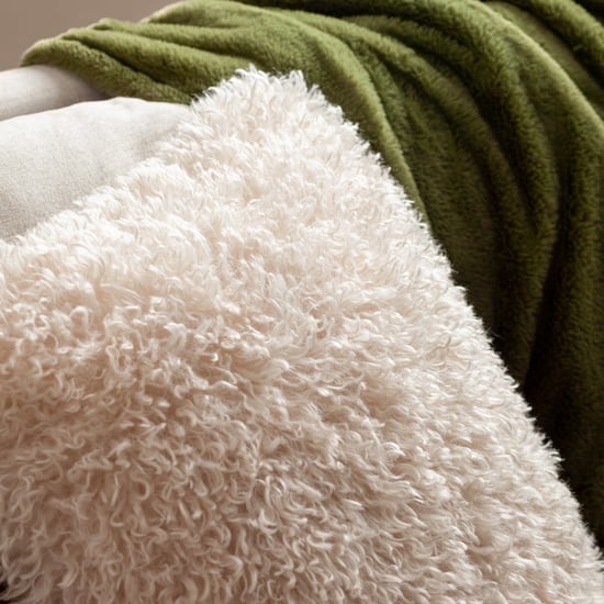 Furn Rowan Faux Fur Polyester Filled Cushion, Natural - Image 3