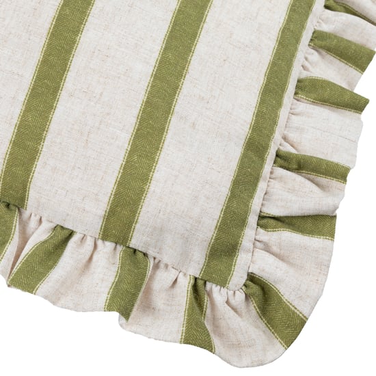 Wylder Connie Striped Ruffle Cushion Cover, Olive - Image 4