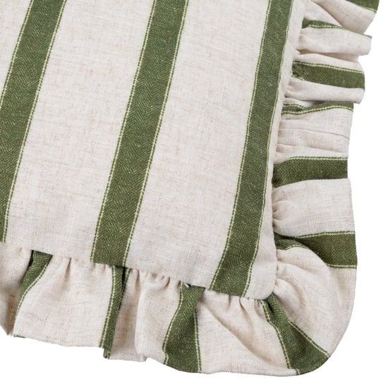 Wylder Connie Striped Ruffle Cushion Cover, Moss - Image 4