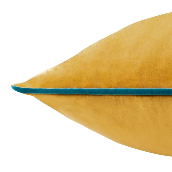 Furn Meridian Velvet Feather Filled Cushion, Ochre/Teal - Image 4