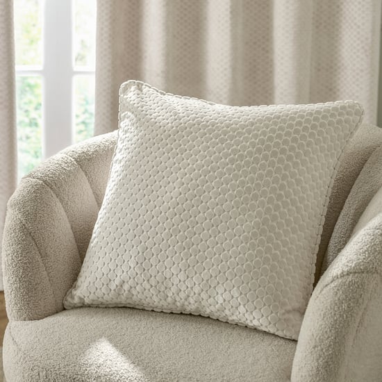 Paoletti Neptune Velvet Cushion Cover, Ivory - Image 1