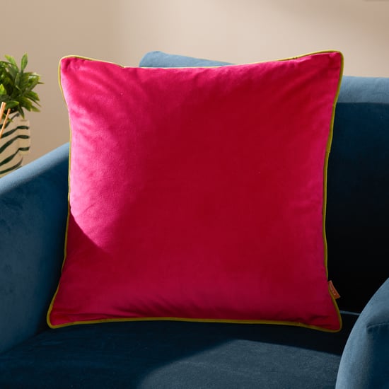 Furn Meridian Velvet Cushion Cover, Hot Pink/Lime - Image 1