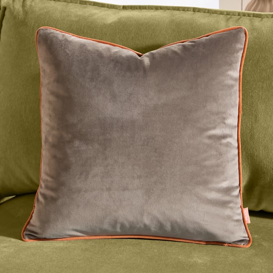 Furn Meridian Velvet Feather Filled Cushion, Mocha/Pumpkin - Image 1