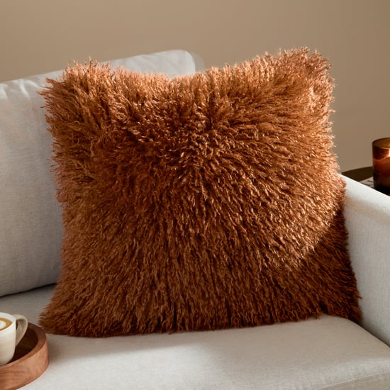 Furn Rowan Faux Fur Polyester Filled Cushion, Ginger - Image 1