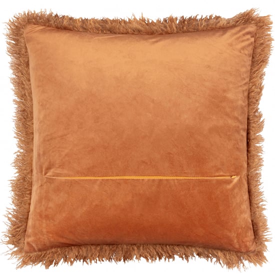 Furn Rowan Faux Fur Polyester Filled Cushion, Ginger - Image 3