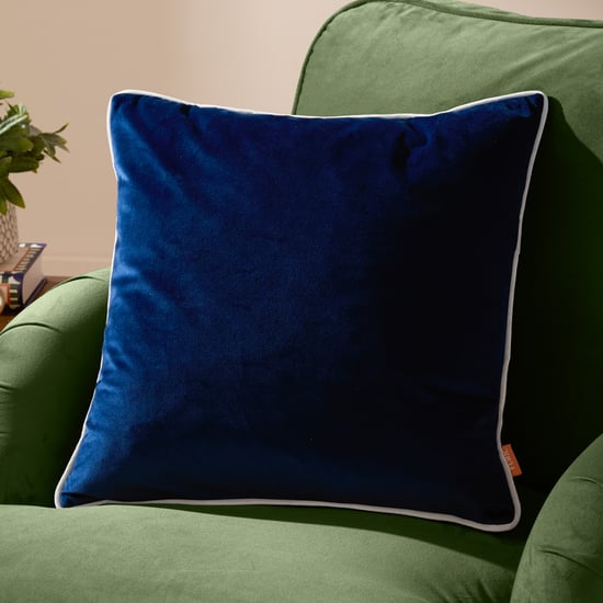 Furn Meridian Velvet Cushion Cover, Navy/Silver - Image 1