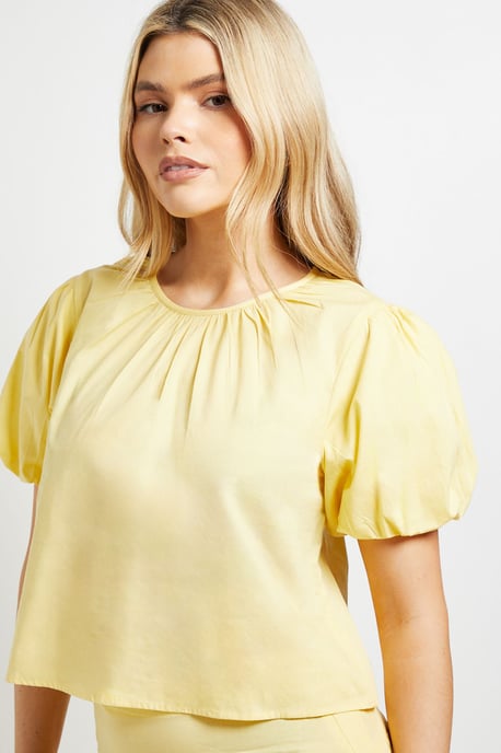 Bow Back Puff Sleeve Poplin Top - Image 4