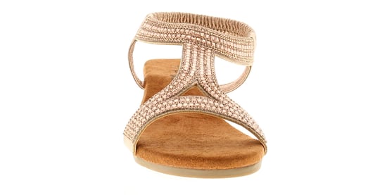 Platino Womens Wedge Sandals Sparkle Twinkle Elasticated gold - Image 3