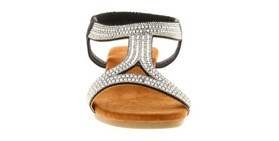 Platino Womens Wedge Sandals Sparkle Twinkle Elasticated black - Image 3