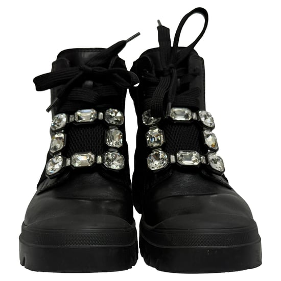 Roger Vivier Walky Viv' enkellaarsjes met kristallen versiering in zwart leer - Image 2