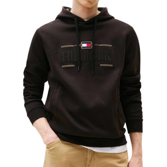 Tommy Hilfiger Mens Hoodies Tonal Logo Embroidery Casual Cotton Long Sleeve Top - Image 1