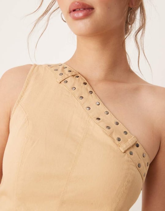 ASOS DESIGN enaxlad utility mini klänning i tvättad sten - Image 3