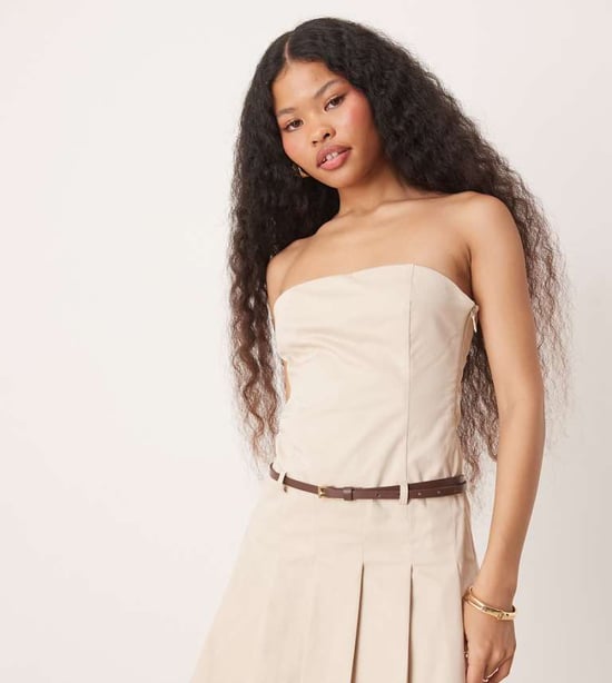 Miss Selfridge Petite skräddarsydd bandeau mini klänning i sten - Image 1