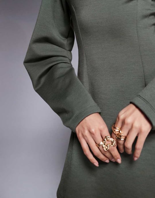 ASOS DESIGN kokongärmad midjesnörd sweatshirt mini klänning i grått - Image 3