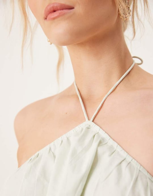 ASOS DESIGN bomull trapezklänning i iskall mint - Image 2