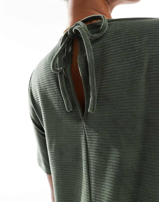 ASOS DESIGN knytback chunky cord flare hem midiklänning i grön - Image 3