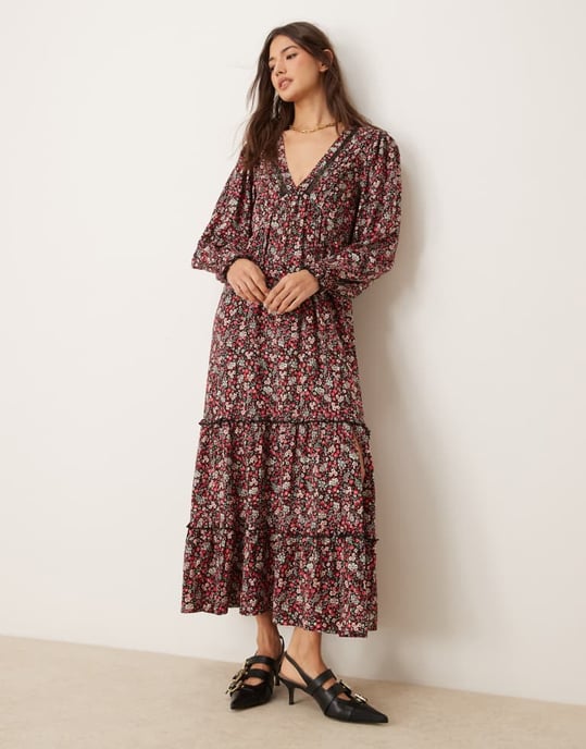Miss Selfridge maxi klänning med flerfärgad mönstring - Image 2