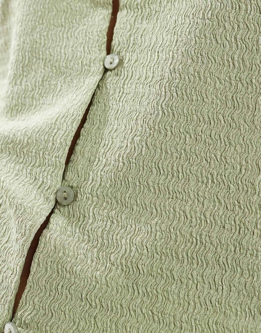 Vero Moda textured jersey halter top co-ord in tea green - Image 2