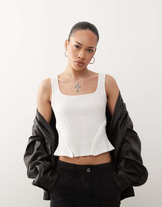 COLLUSION hook and eye detailed vest in white - Image 1