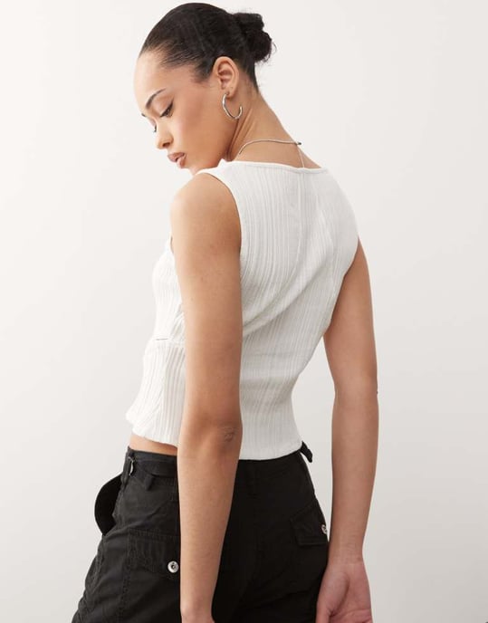 COLLUSION hook and eye detailed vest in white - Image 2