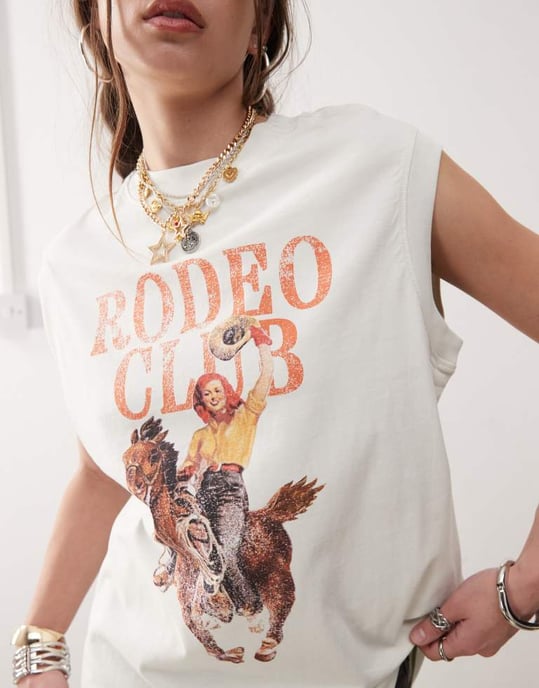 Wrangler rodeo club printed vest in vintage white - Image 4