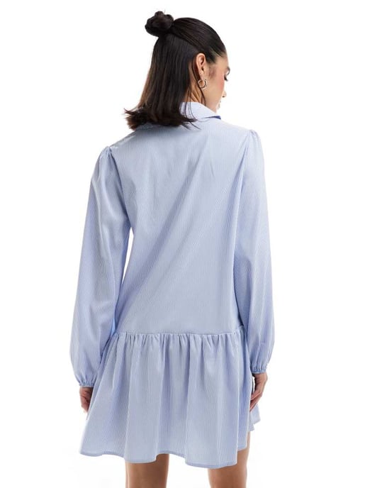 Miss Selfridge långärmad miniklänning i randigt mönster - Image 4