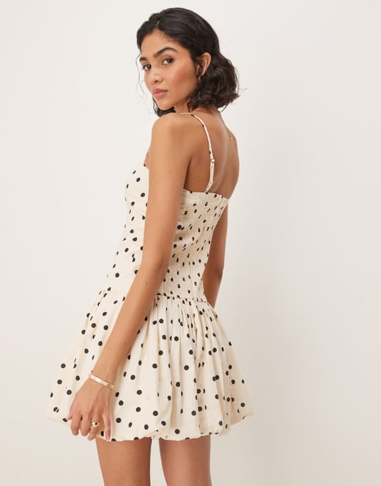 Abercrombie & Fitch strapless bubble mini dress in black dot - Image 3