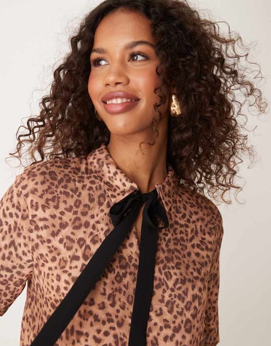 Miss Selfridge tiered mini tea dress in leopard print - Image 4