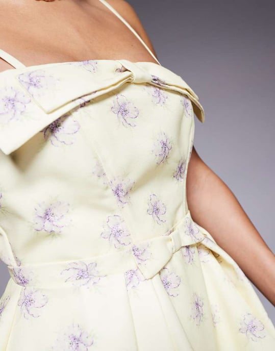 ASOS LUXE tryckt puffball mini-klänning i suddig blomma - Image 4
