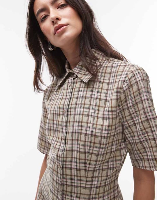 Topshop a-linjeformad miniklänning i rutigt mönster - Image 2