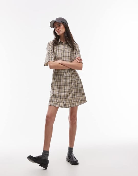 Topshop a-linjeformad miniklänning i rutigt mönster - Image 3
