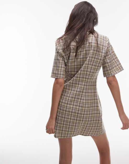Topshop a-linjeformad miniklänning i rutigt mönster - Image 4