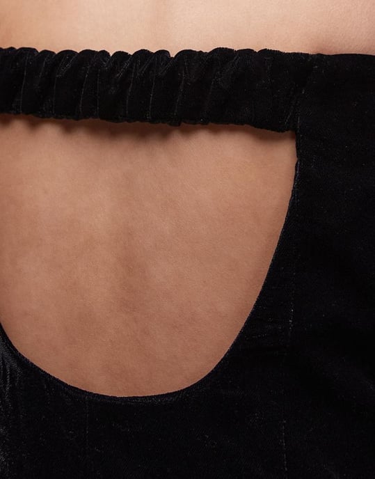 Topshop sammet bustier öppen rygg bandeau i svart - Image 4