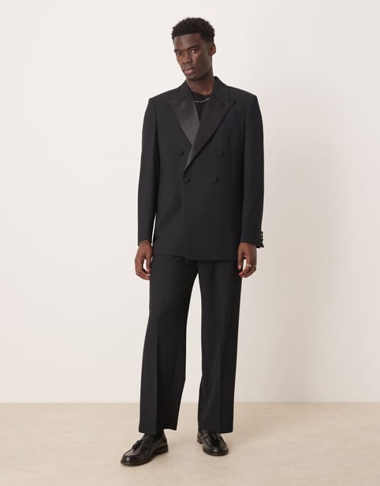 ASOS DESIGN avslappnad smokingjacka i svart textur - Image 1