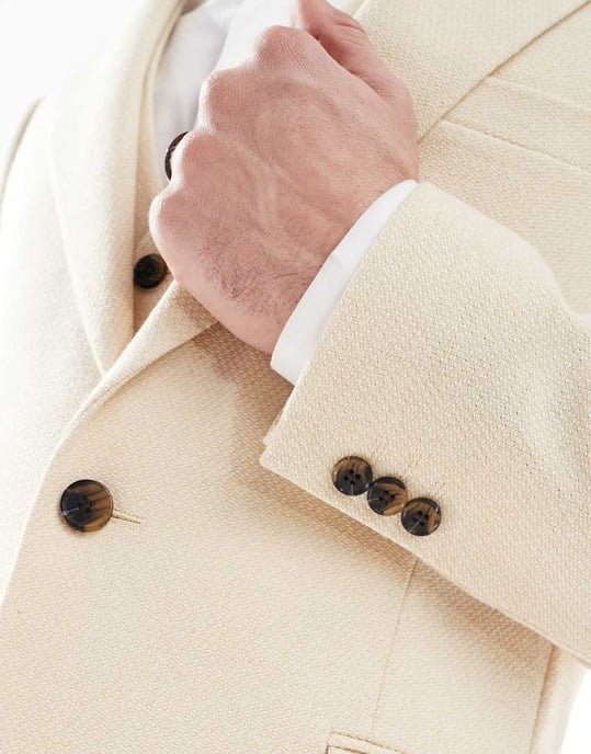 ASOS DESIGN ullblandning smal kostymjacka i stenväv - Image 2