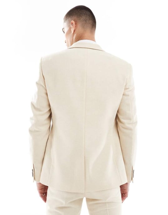ASOS DESIGN ullblandning smal kostymjacka i stenväv - Image 4