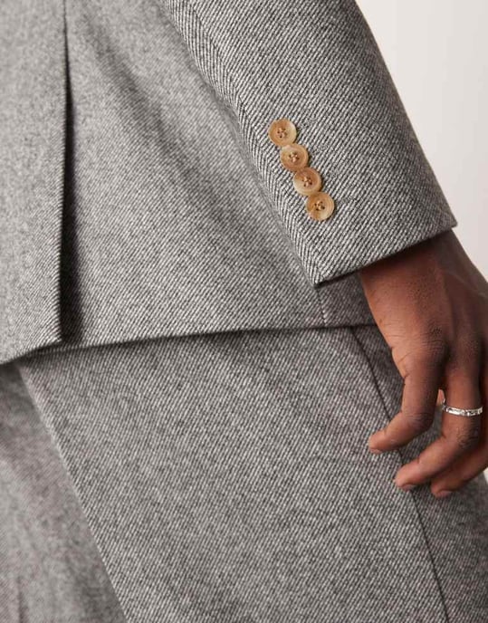 ASOS DESIGN tungvikts dubbelknäppt slim fit kavaj i grått - Image 2