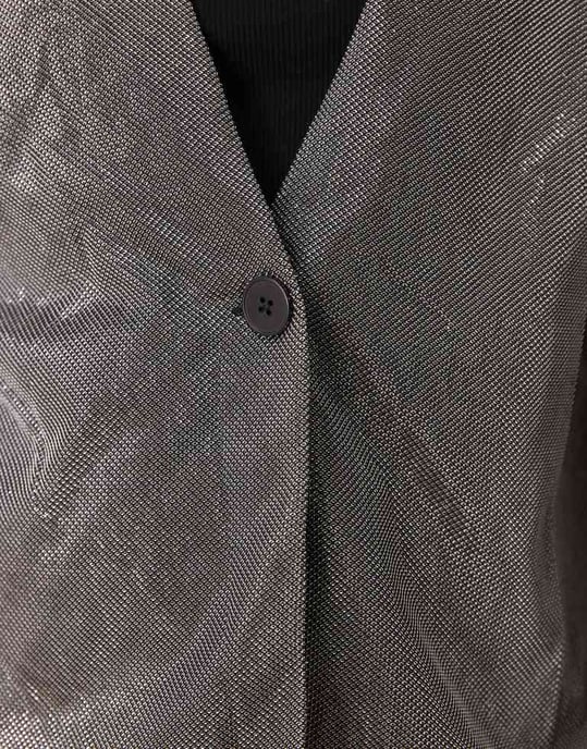 JDY kragefri blazer i metallisk silver - Image 4