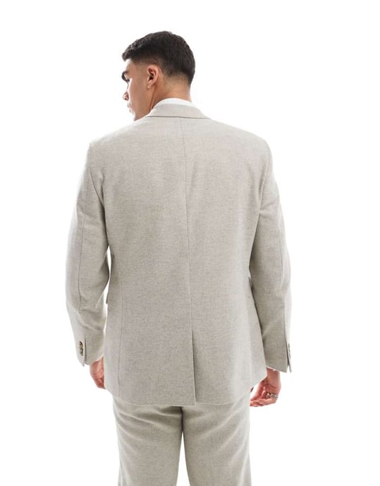 ASOS DESIGN slim passform kavaj i ull i sten tweed - Image 3
