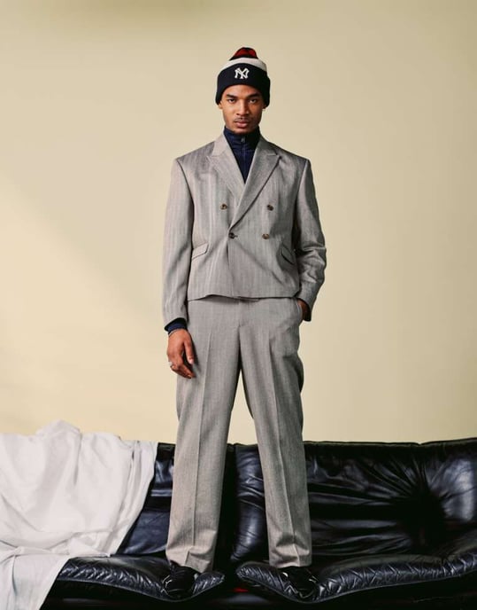 ASOS DESIGN boxy kort blazer i stentexturerad herringbone - Image 1