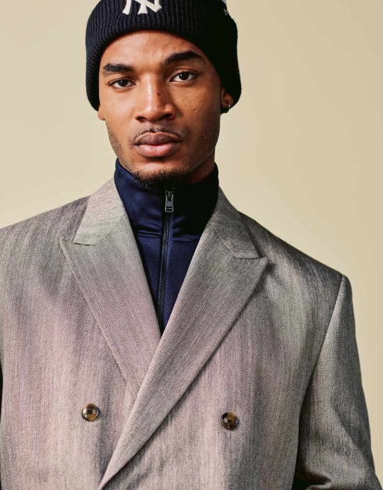 ASOS DESIGN boxy kort blazer i stentexturerad herringbone - Image 2