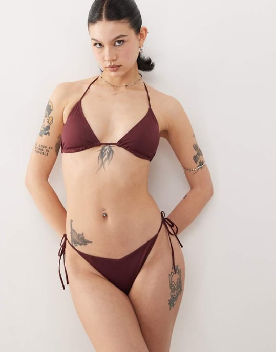 Monki mixa och matcha bandtrosor i bordeaux - Image 1