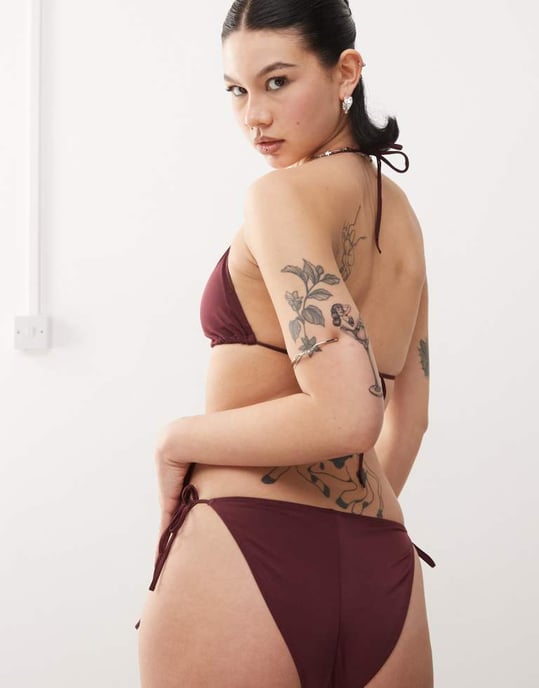 Monki mixa och matcha bandtrosor i bordeaux - Image 3