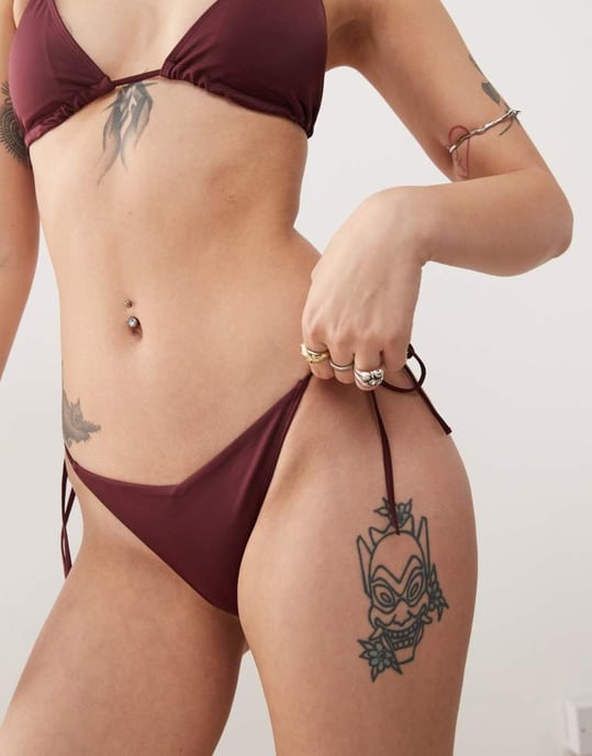 Monki mixa och matcha bandtrosor i bordeaux - Image 4