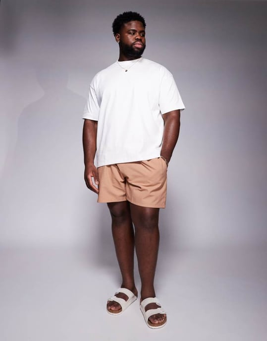 ASOS DESIGN seersucker badbyxor i mellanlängd i brun - Image 2
