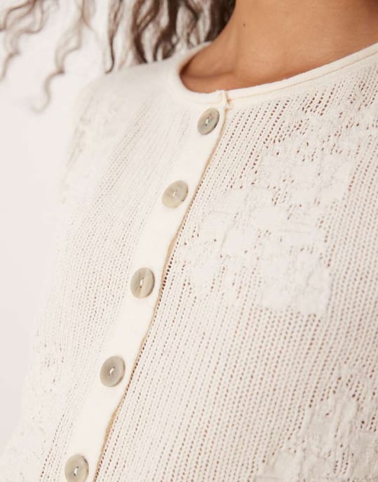 ASOS DESIGN lace knit waistcoat co-ord in ecru - Image 3