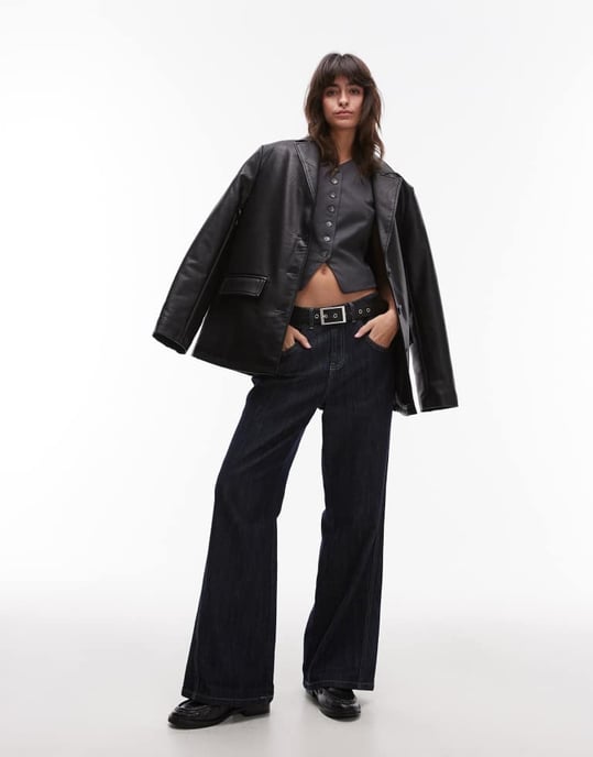 Topshop högkragad kort väst i kolgrå - Image 3